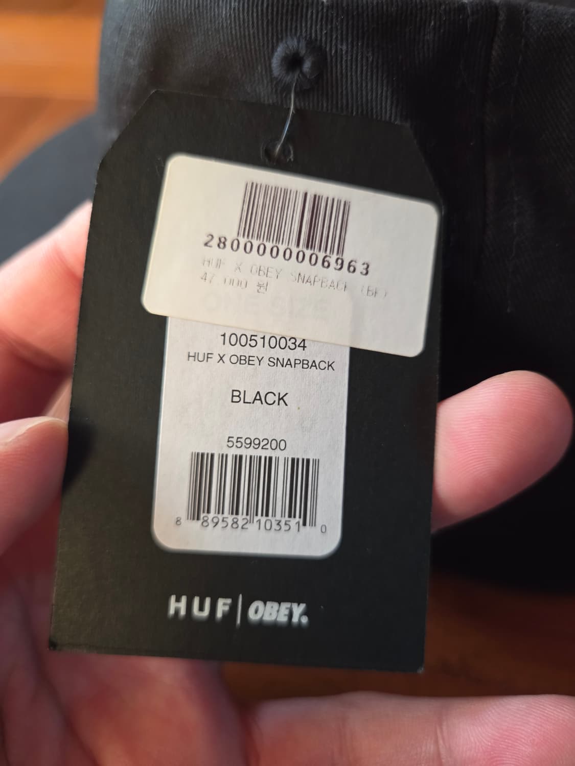 [새상품]HUF X OBEY 콜라보 스냅백 블랙  상품이미지4