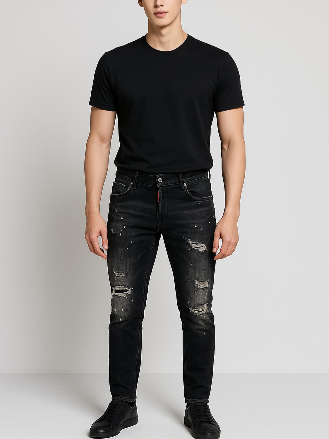 디스퀘어드2. 남자 블랙 워딩 스케이터 진_44 상품이미지1