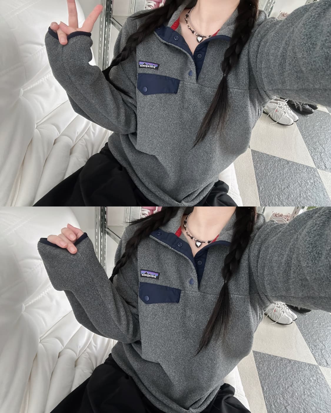 파타고니아 신칠라 그레이/네이비 스냅 플리스  상품이미지3