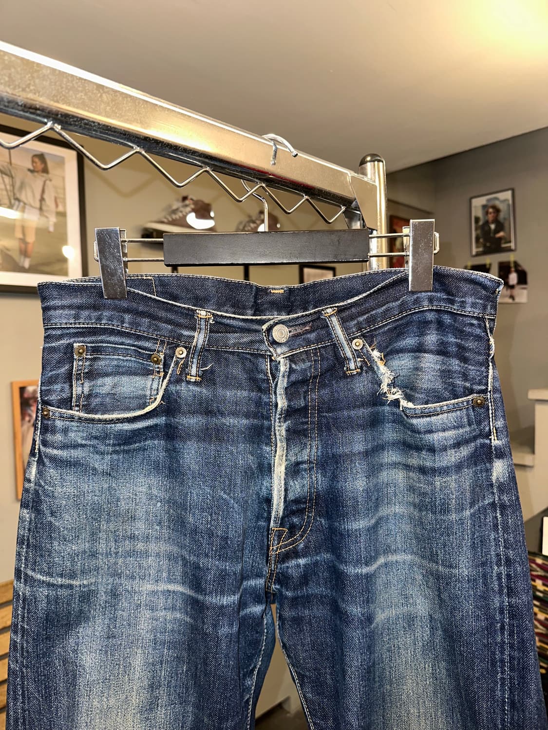 Denime Selvedge destroyed denim pants 상품이미지4