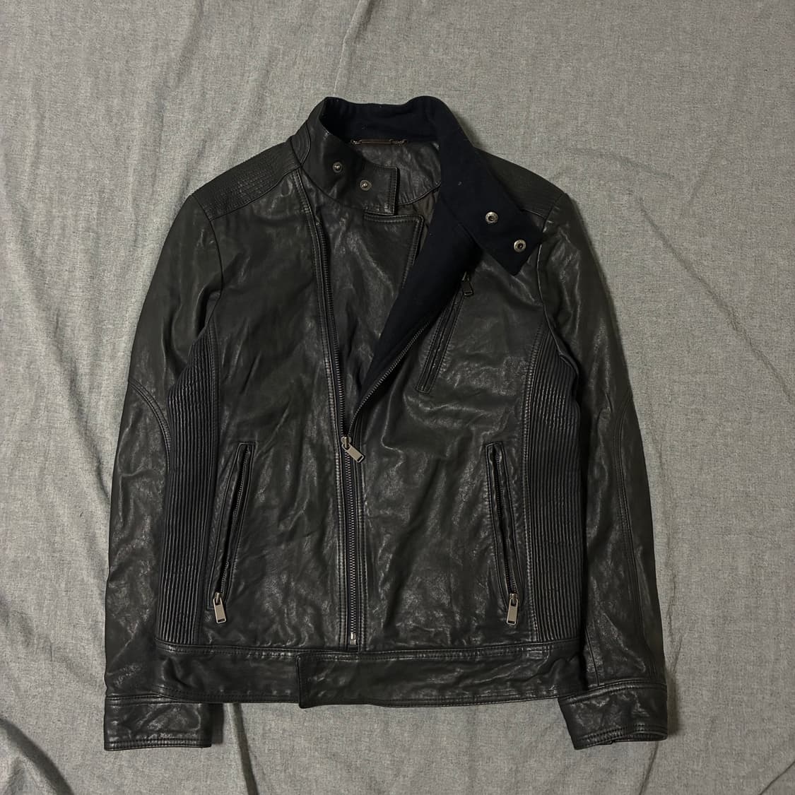 opium 사선 양가죽 자켓 블랙 상품이미지8