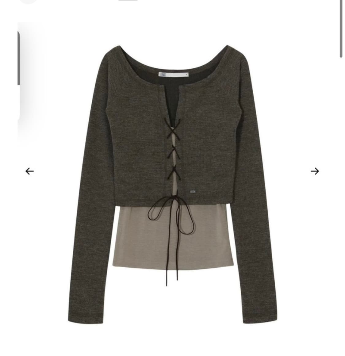 보헤미안서울 아일렛 레이어드 롱슬리브 카키 상품이미지2