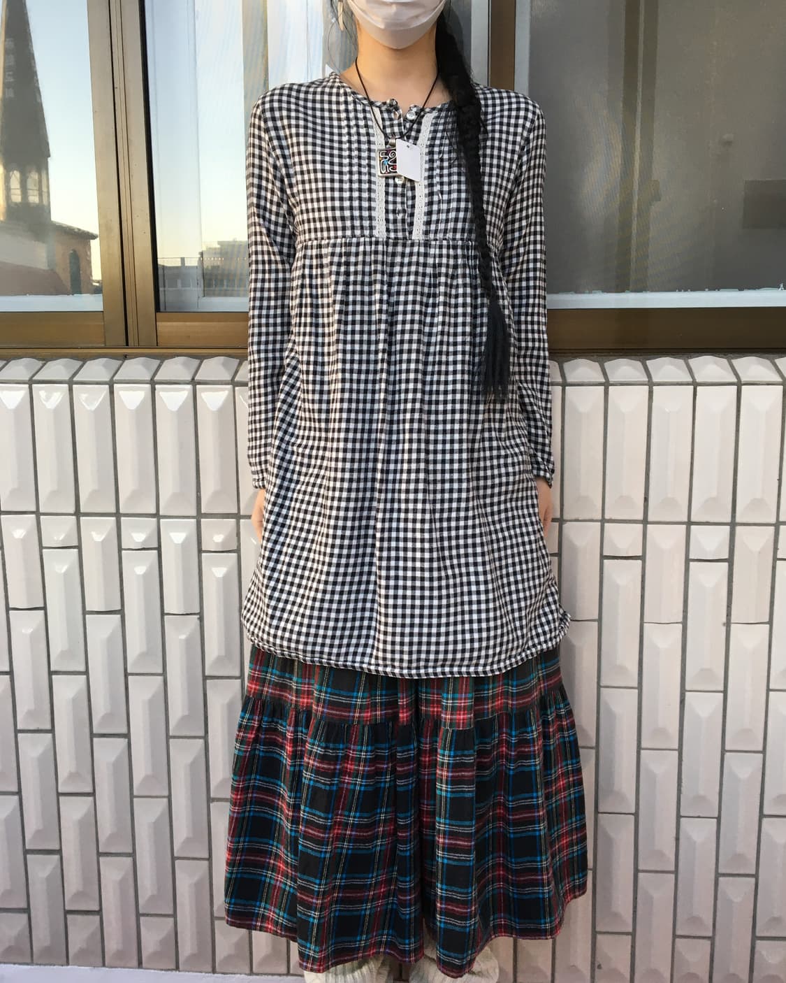 Check pattern blouse onepiece 상품이미지5