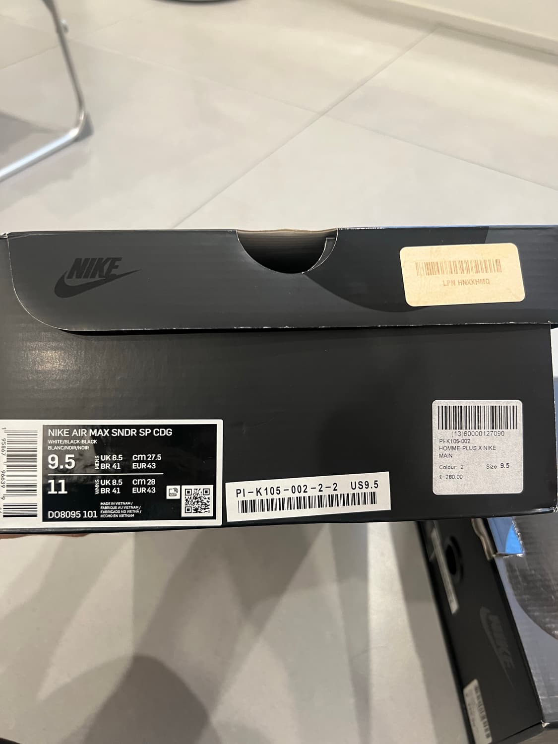 나이키 꼼데 선더 맥스 블랙화이트 M275 상품이미지7