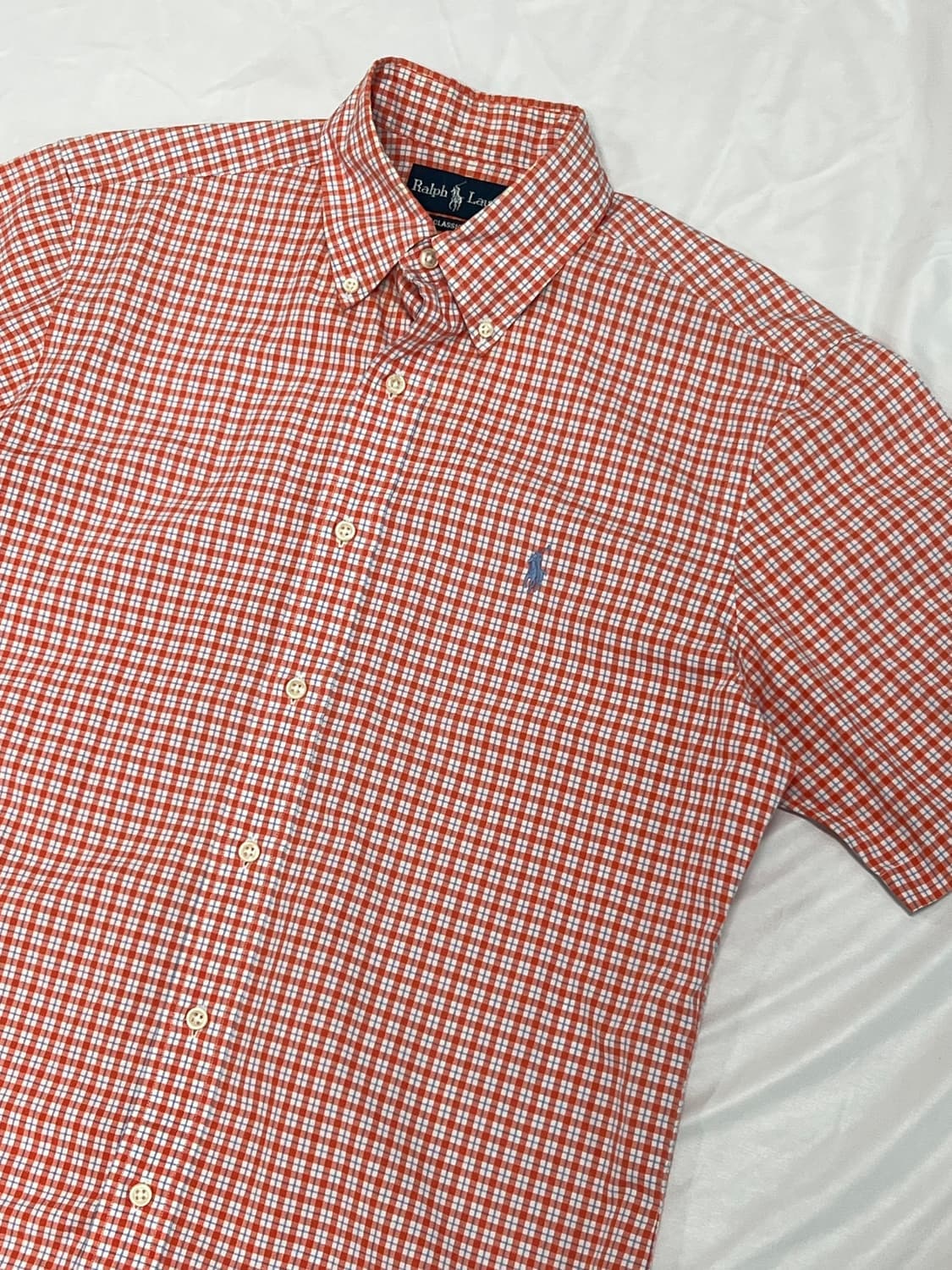 (S) 폴로랄프로렌 커스텀핏 체크 반팔 셔츠 오렌지 상품이미지2