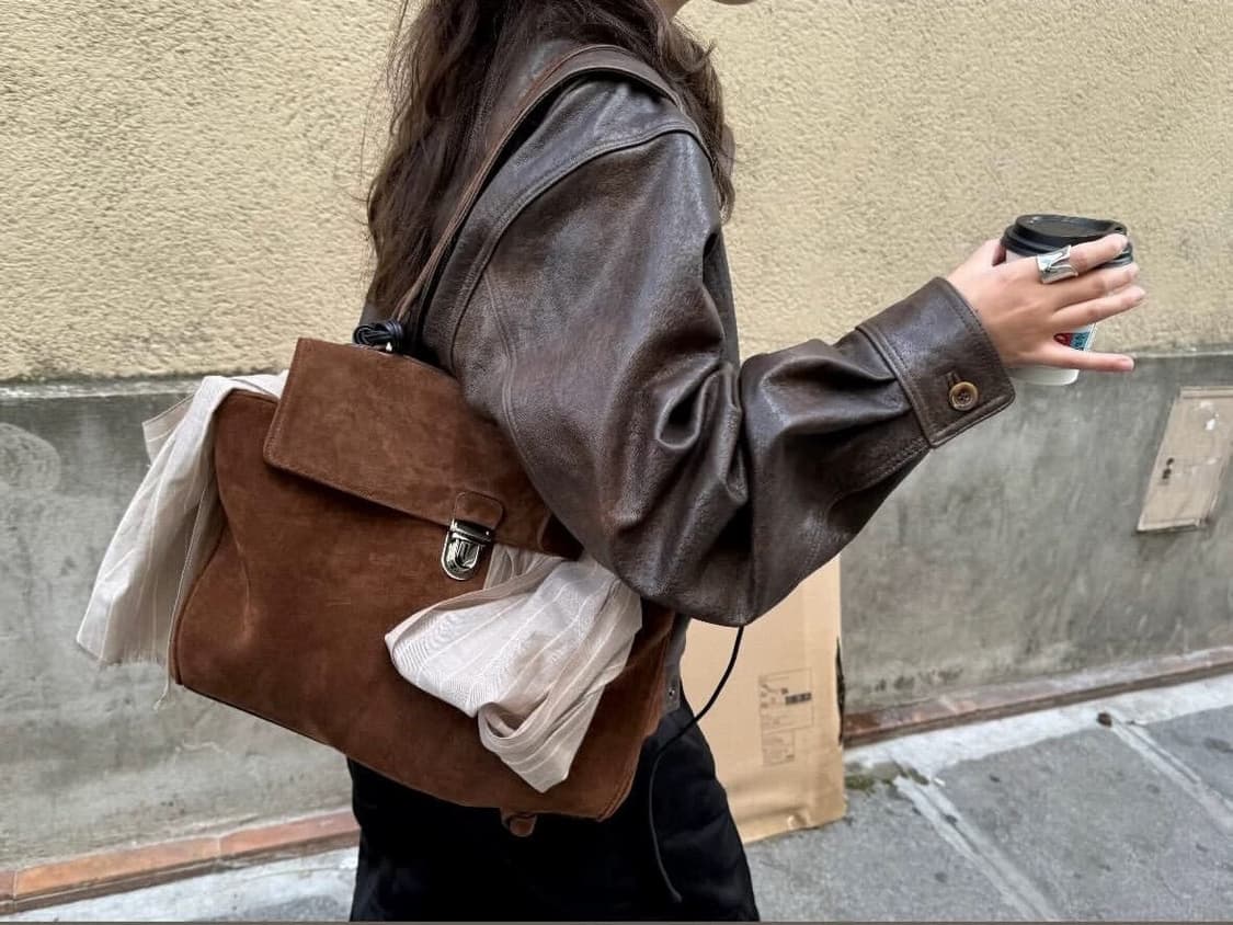 리본빛 말로우 스웨이드 숄더백 상품이미지1