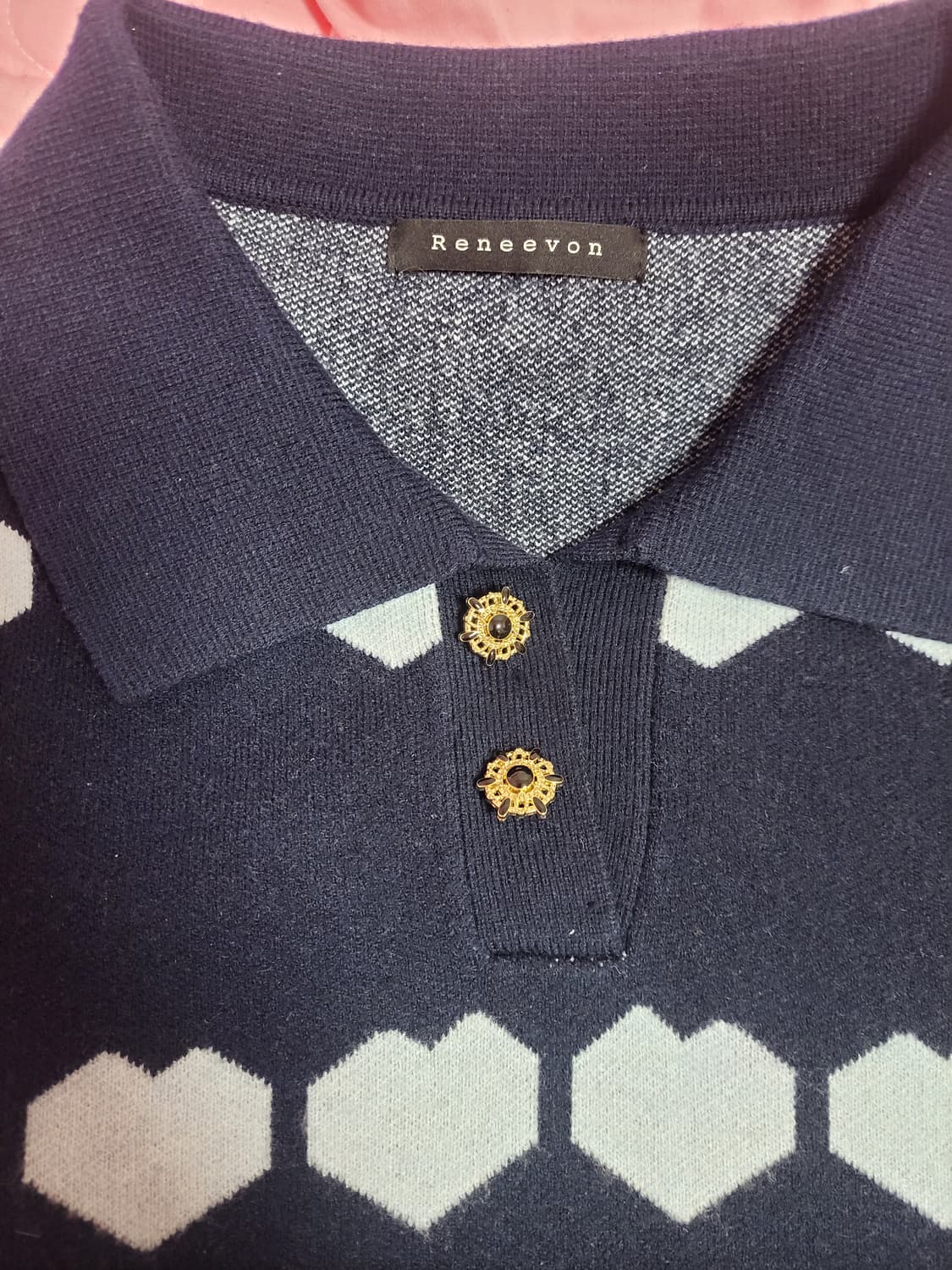 급처상태좋음!Reneevon레니본 하트 긴팔 카라 니트 스웨터 프리사이즈 상품이미지3