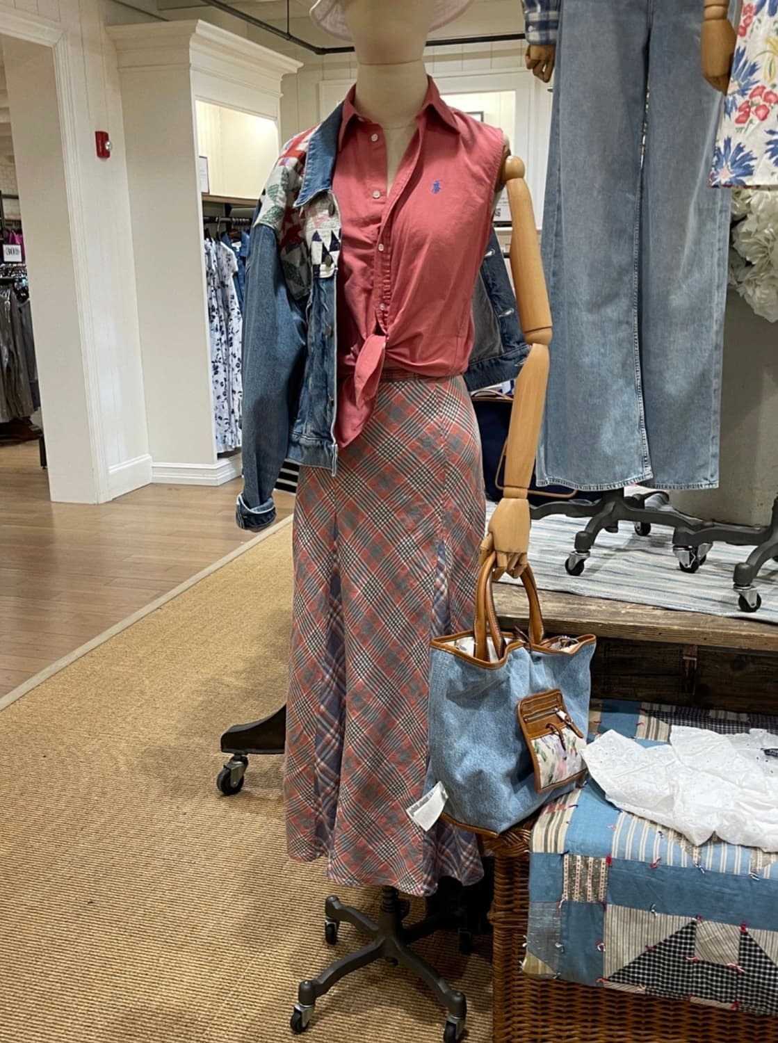 POLO 폴로 랄프로렌 린넨 플레이드 체크 롱 스커트 SIZE 2 상품이미지2