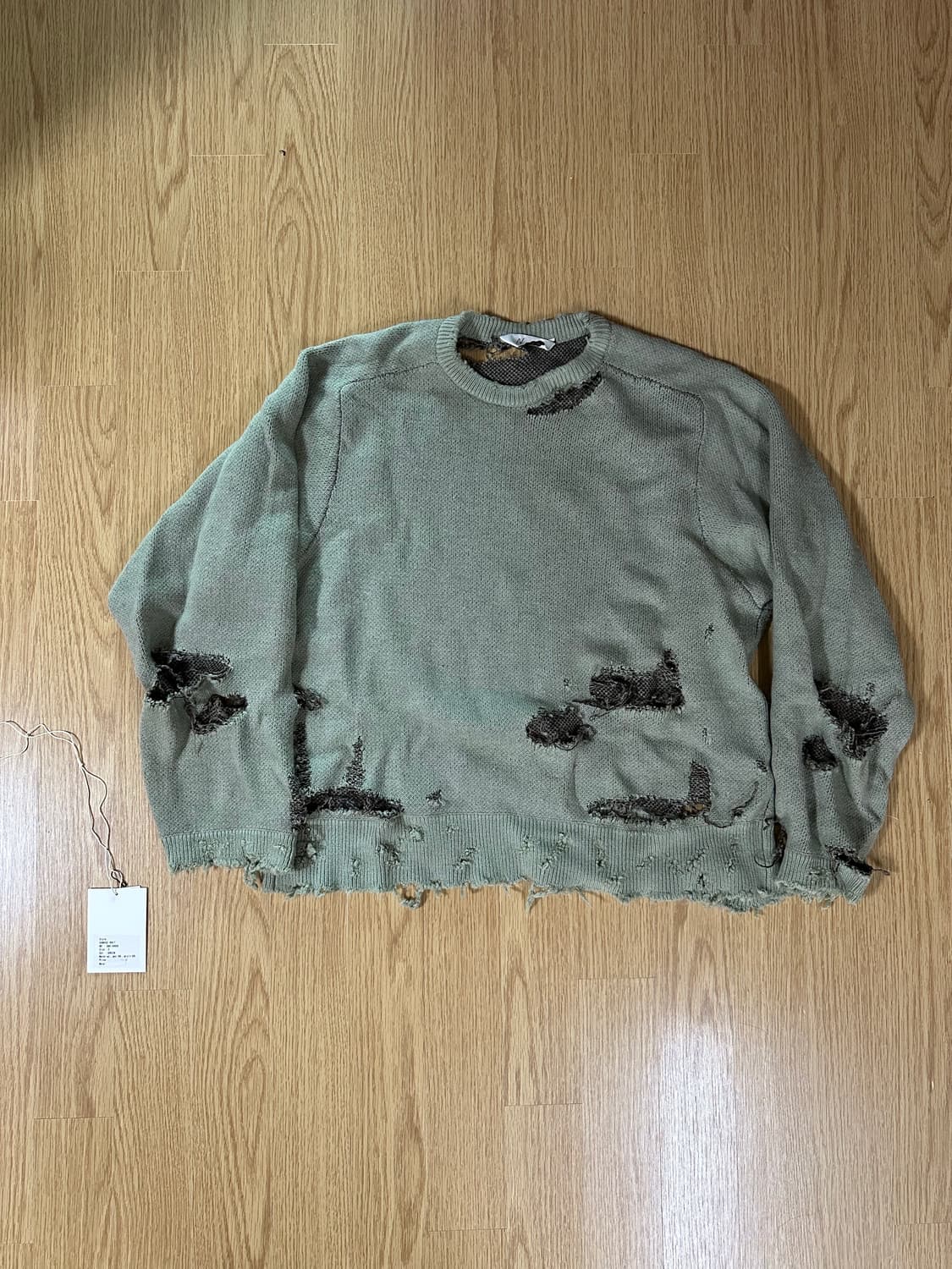 (2) 안셀름 24aw 데미지니트 그린 상품이미지2