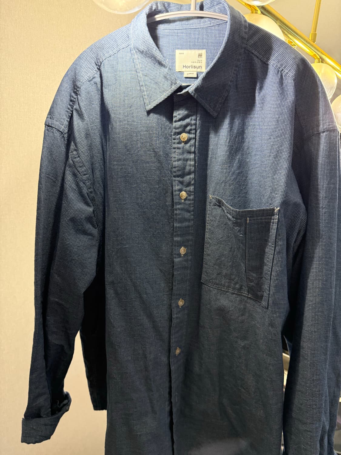 홀리선 Maili Denim Check Shirt Blue L 상품이미지5