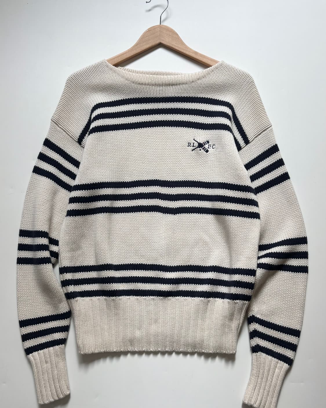 Polo 폴로 랄프로렌 90’s RLPC로고 단가라 보트넥 코튼 니트 상품이미지4