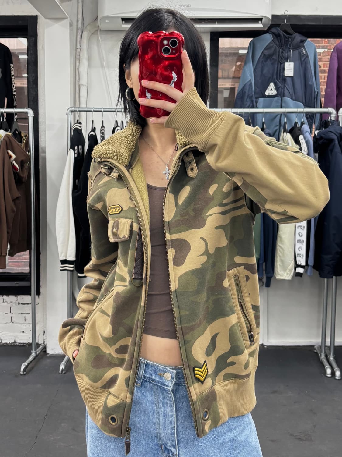 VTG Y2K 카모 넥버클 자켓 상품이미지2