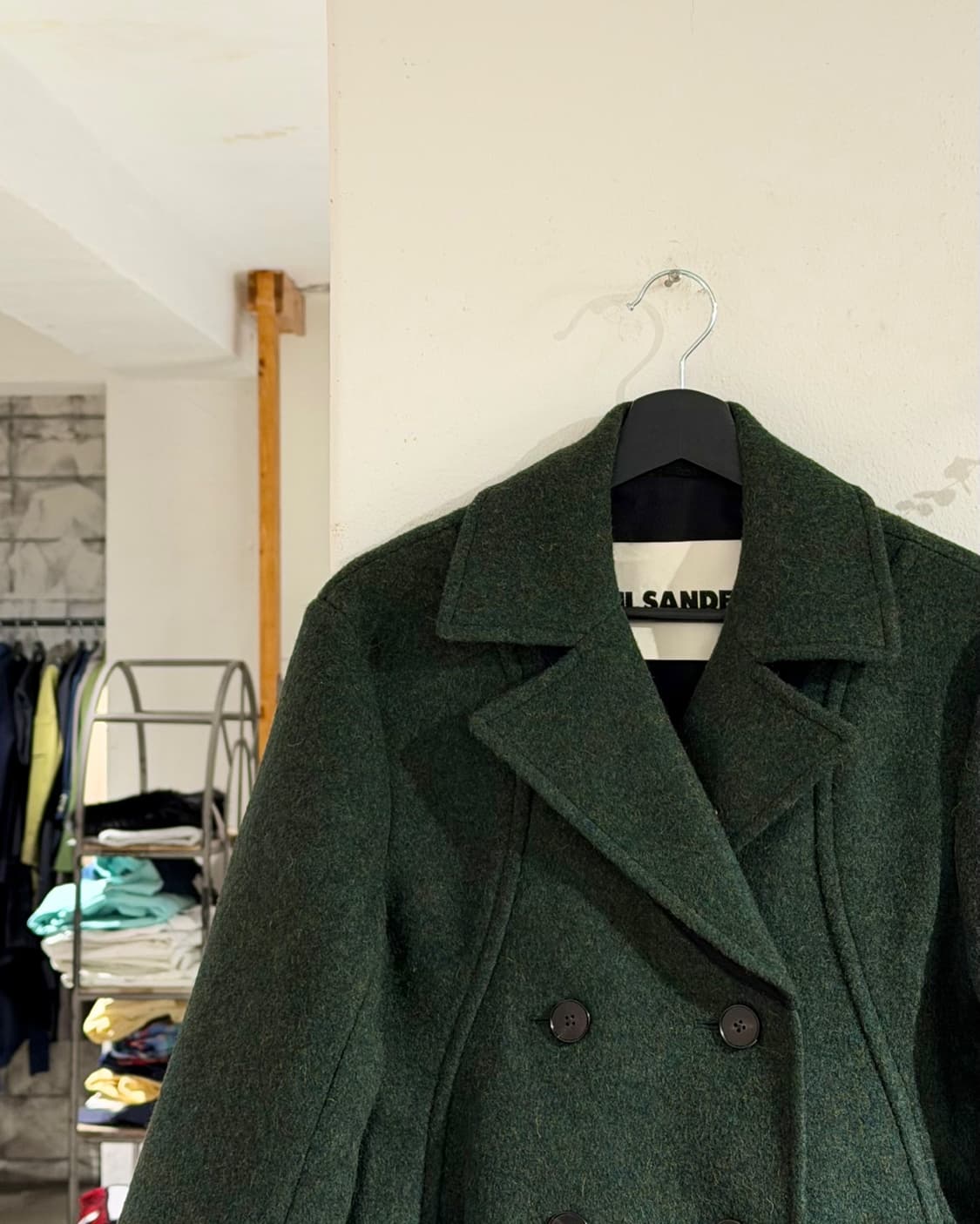 질샌더 카키 에이라인 더블 브레스티드 울 피코트 상품이미지2