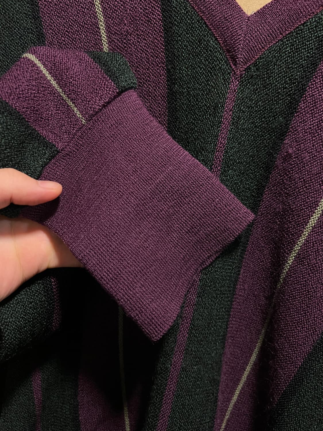 [L]90's 라코스테 빈티지 스트라이프 버건디 울 니트 상품이미지5