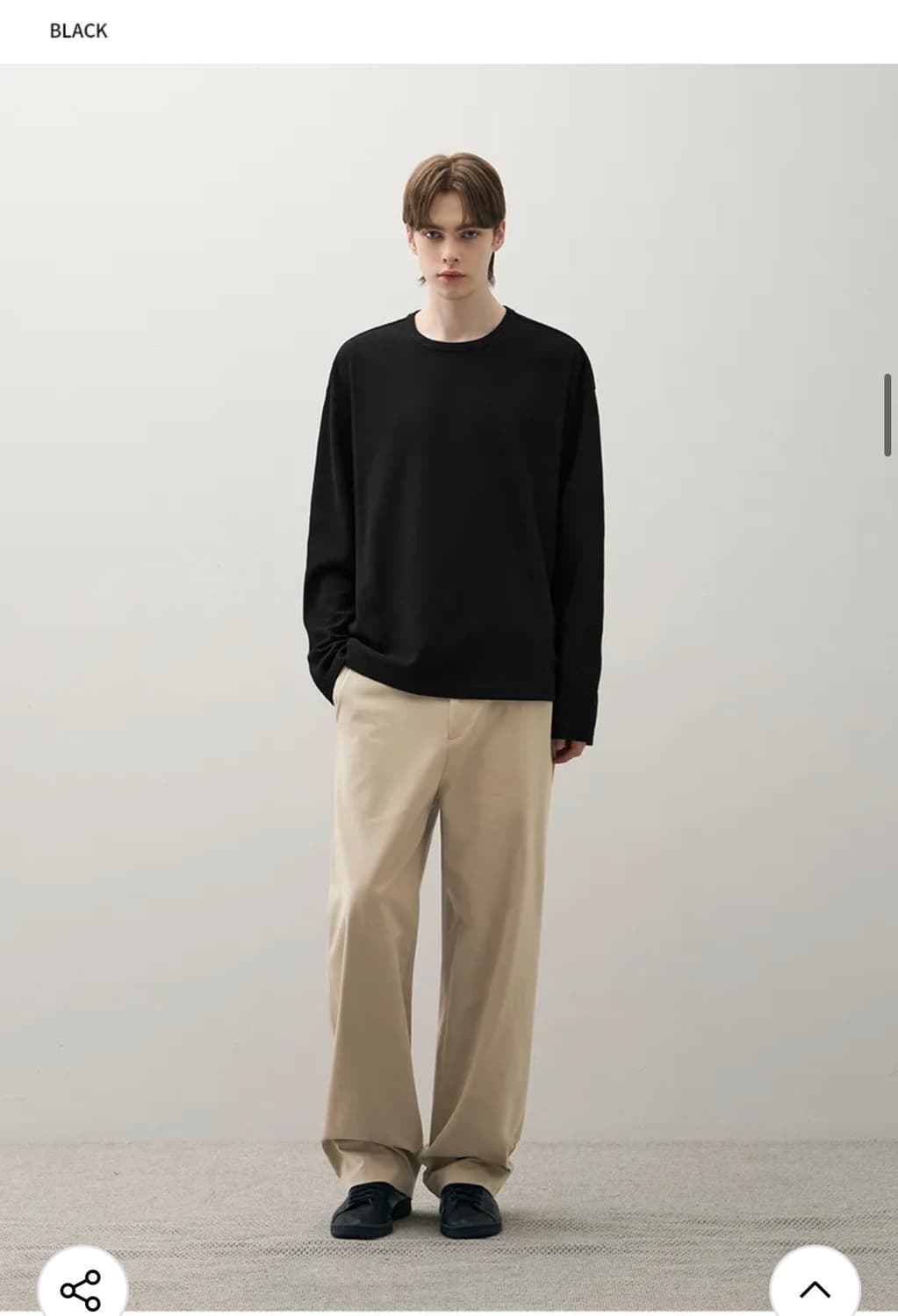 (XL) 드로우핏 와플 라운드 롱슬리브 긴팔 티셔츠 [BLACK] 판매 상품이미지4