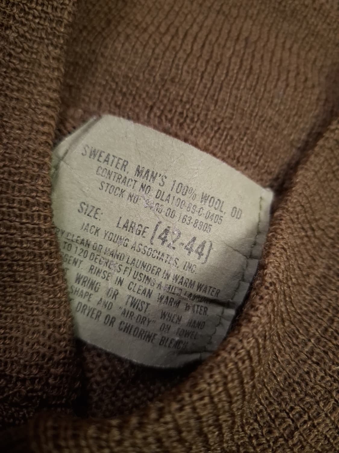 오리지날 90's 미군 지급용 울 브라운 5버튼 코만도스웨터 상품이미지3