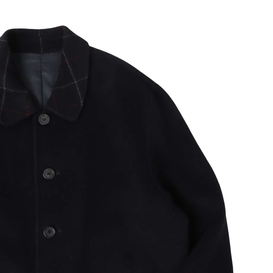 발망 핸드메이드 체크 카라 울 하프 코트 상품이미지3
