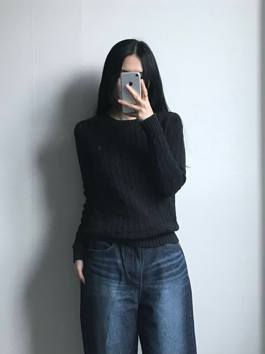 폴로 랄프로렌 자수로고 블랙 꽈배기 니트 상품이미지1