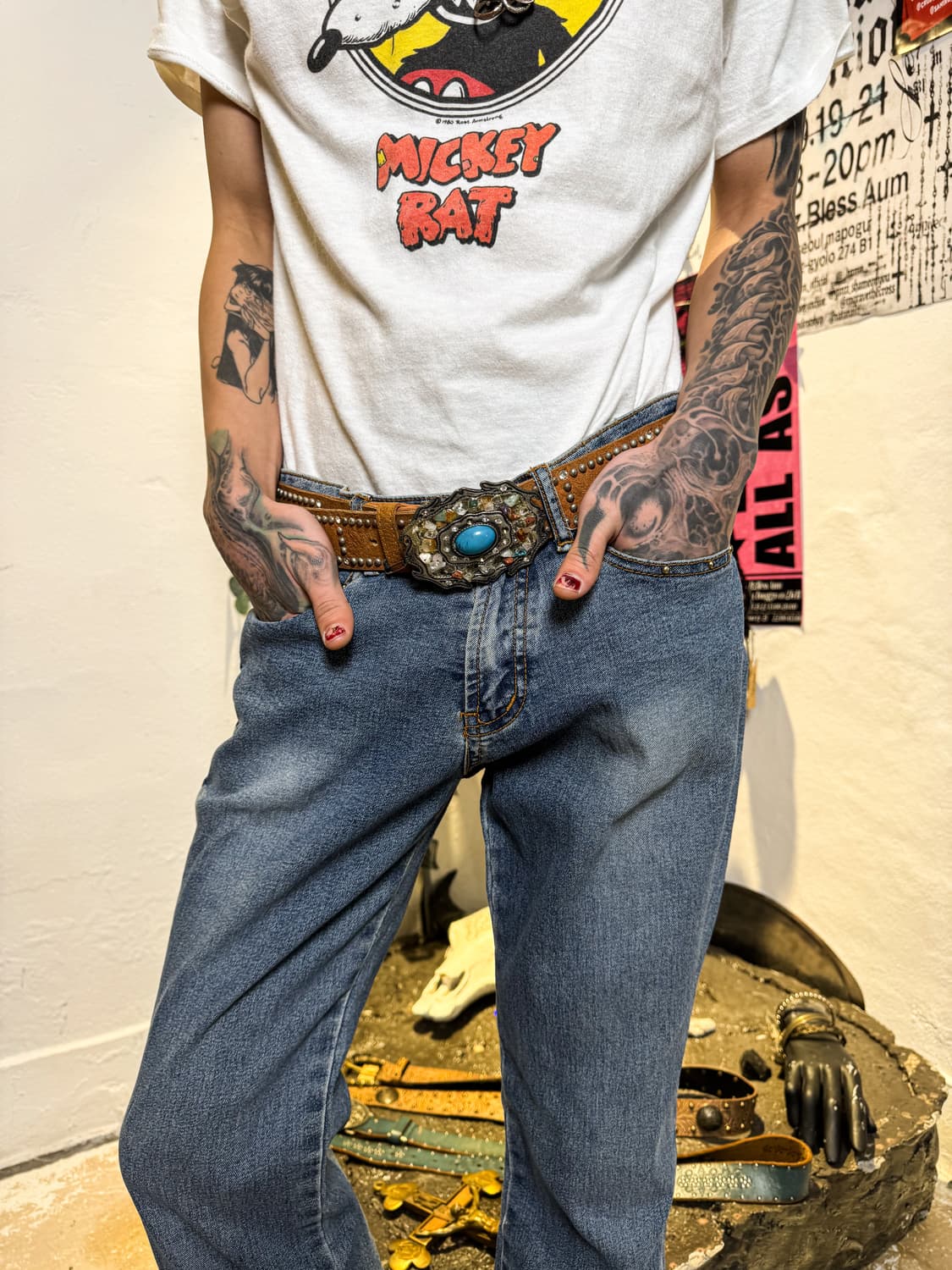 Stud Detail Flare Denim Pants 상품이미지2