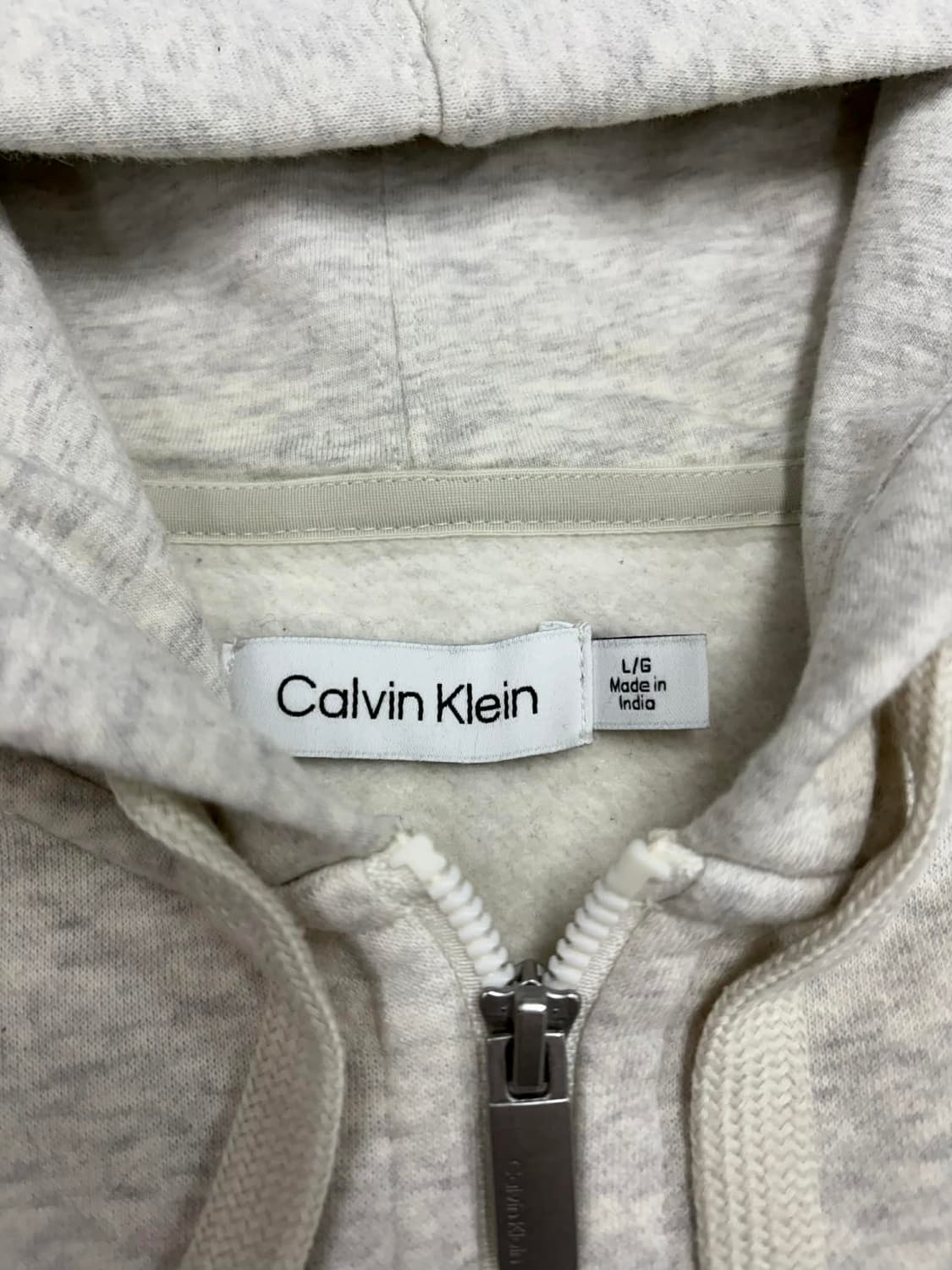 캘빈클라인 시그니처 ck 라이트 오트밀 크롭 후드집업 희귀져지(L) 상품이미지4