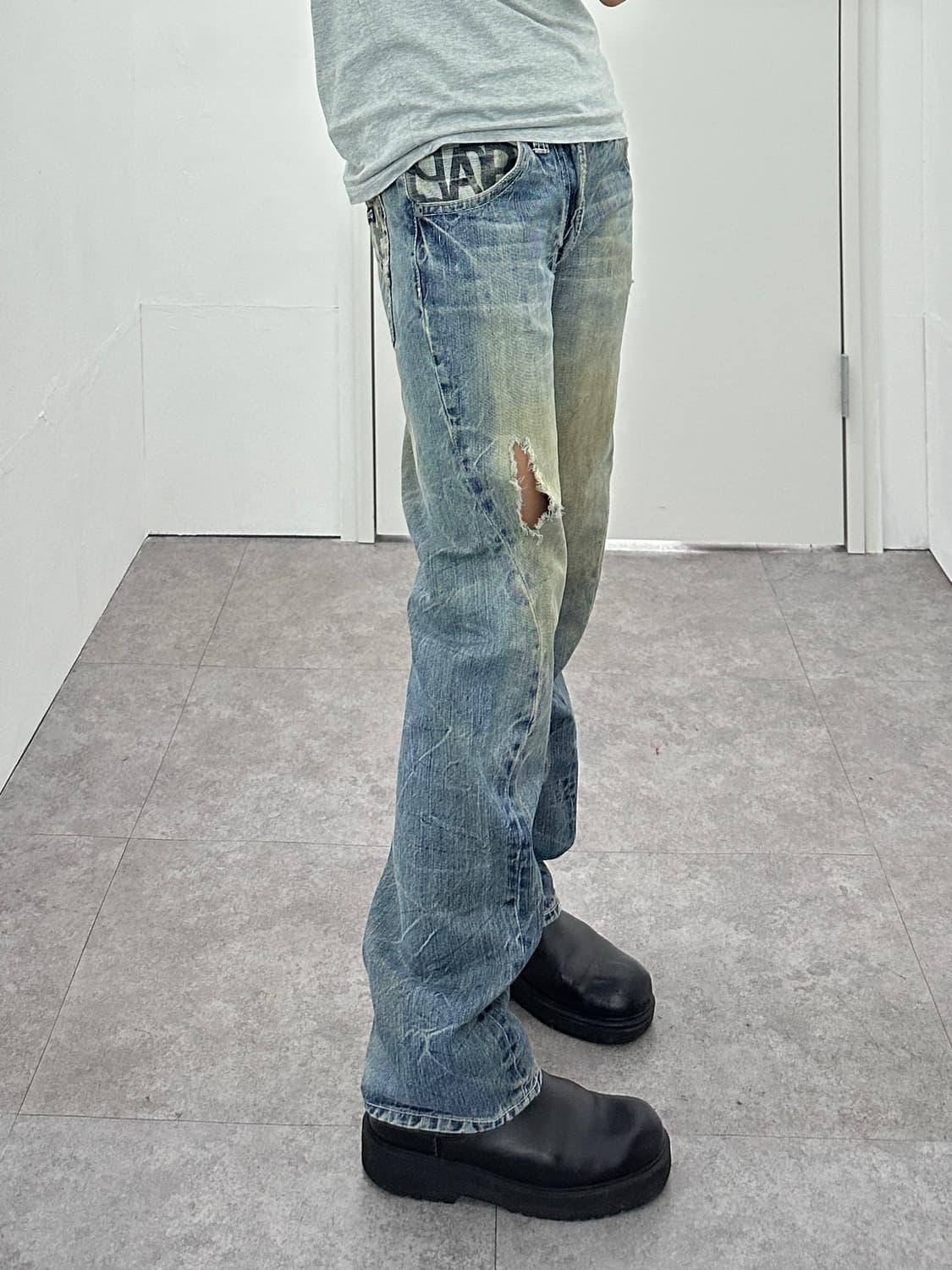 Route 66 denim stud moto pants 상품이미지3
