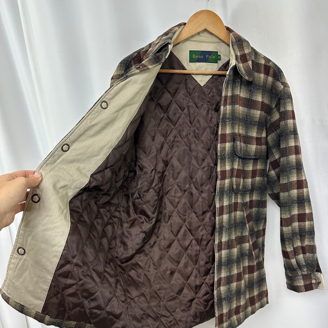   빈폴 남자 도톰한 체크 똑딱이 셔츠 자켓 90  EIW 상품이미지5