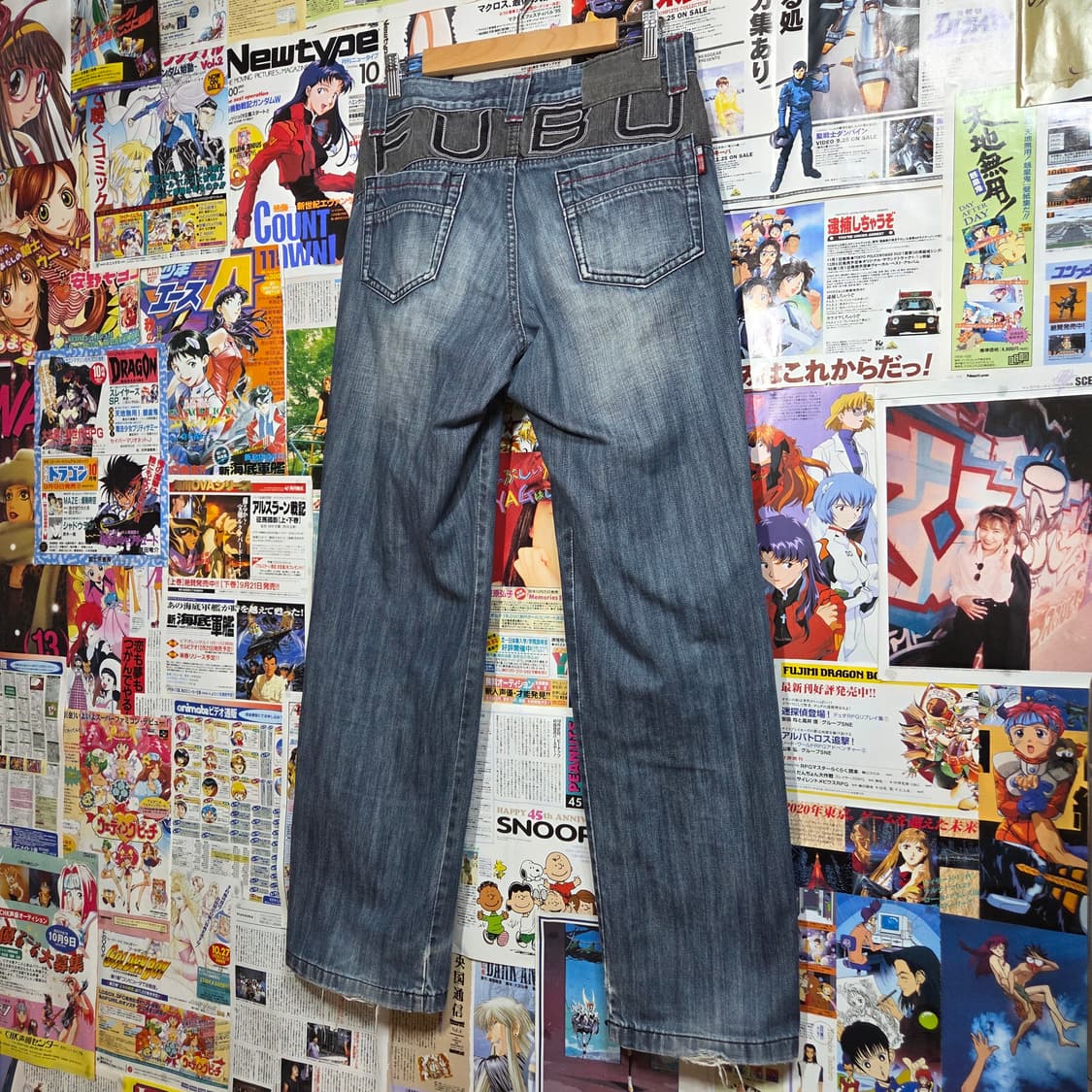 후부 올드스쿨 배색 레터링 데님 팬츠 상품이미지2