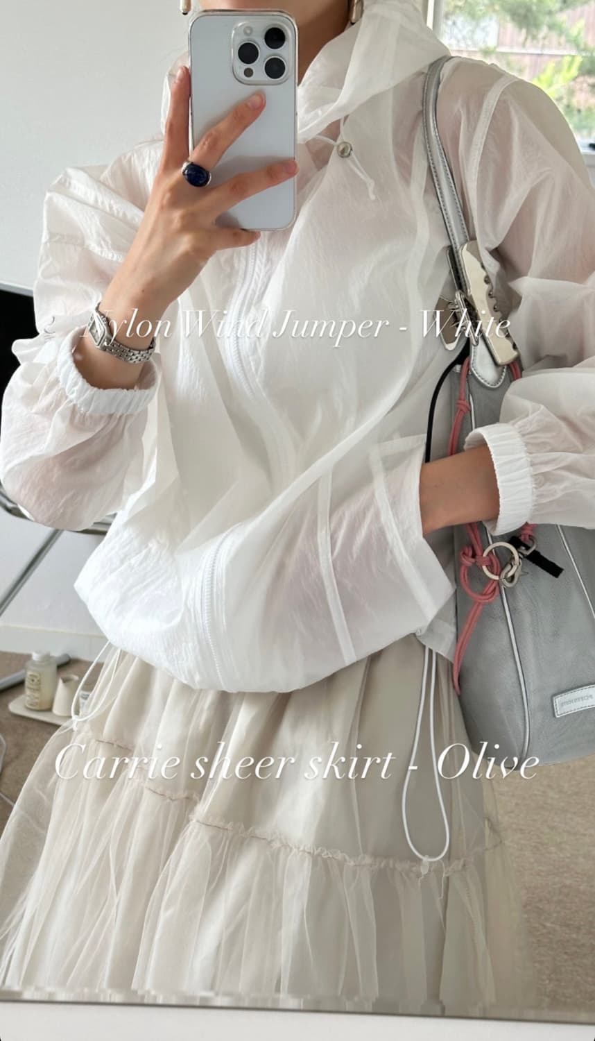 리본빛 Nylon Wind Jumper 윈드 점퍼 화이트 상품이미지5