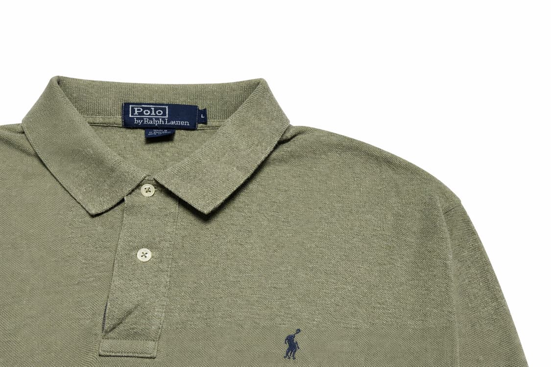 USA 00s 미국 빈티지 클래식 폴로 랄프로렌 올리브 긴팔 카라티 L 상품이미지4