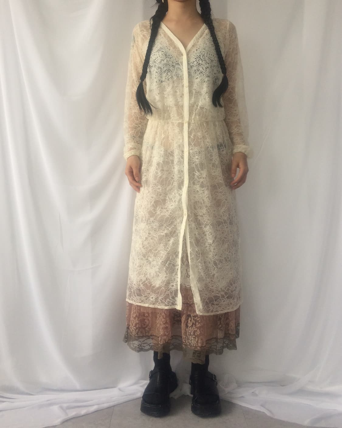 Crochet lace layered sleeveless onepiece 상품이미지7