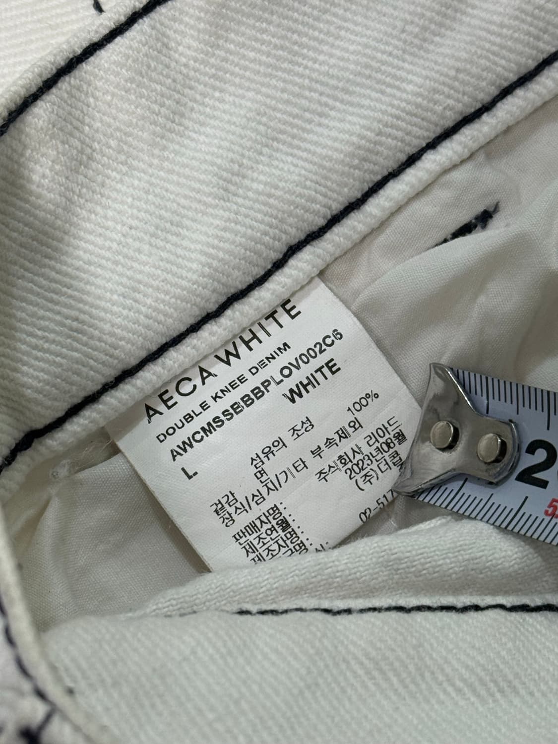 에이카 화이트 더블니 데님팬츠 상품이미지5