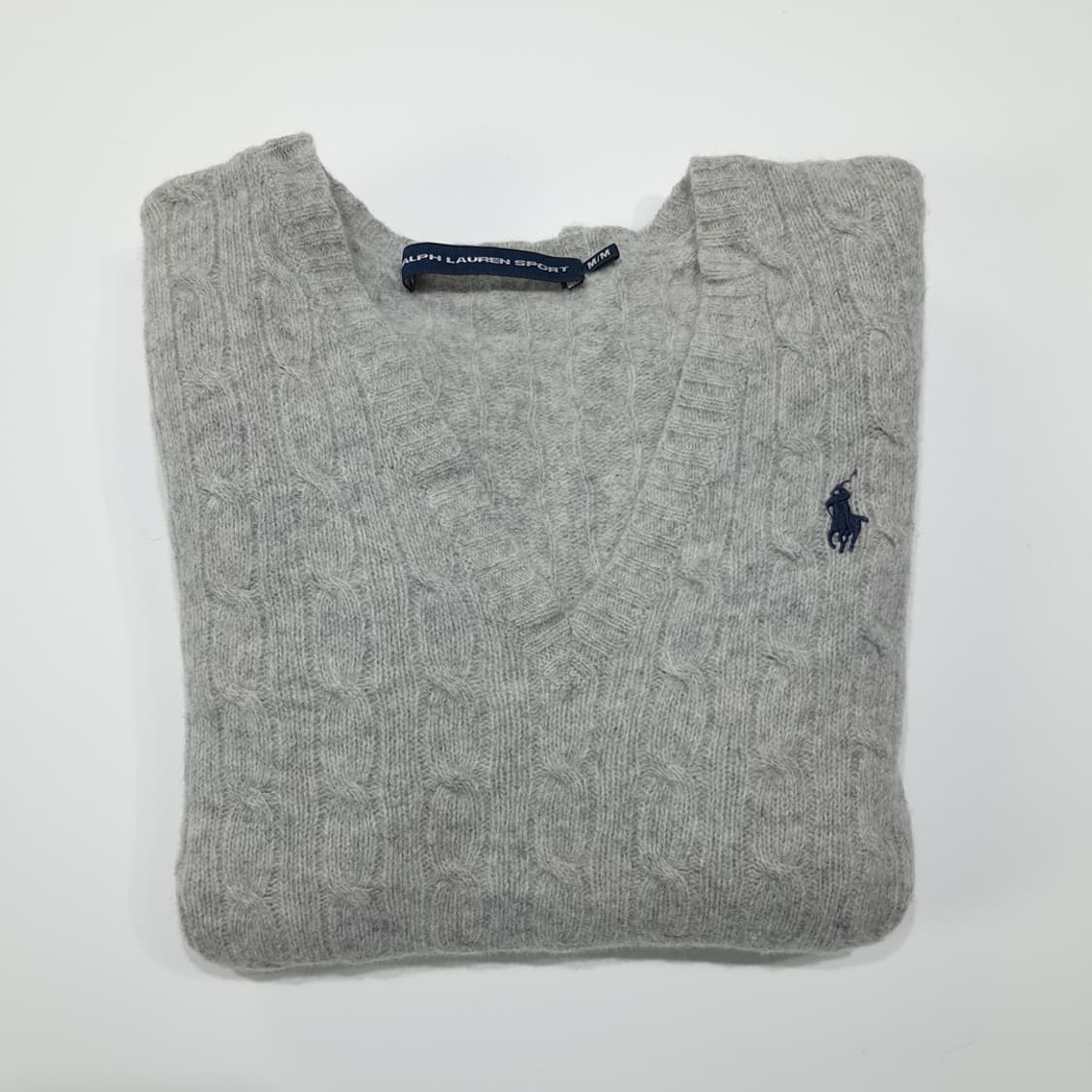 CL262 M 폴로 00s 울 브이넥케이블 멜란지그레이 니트 스웨터 상품이미지8