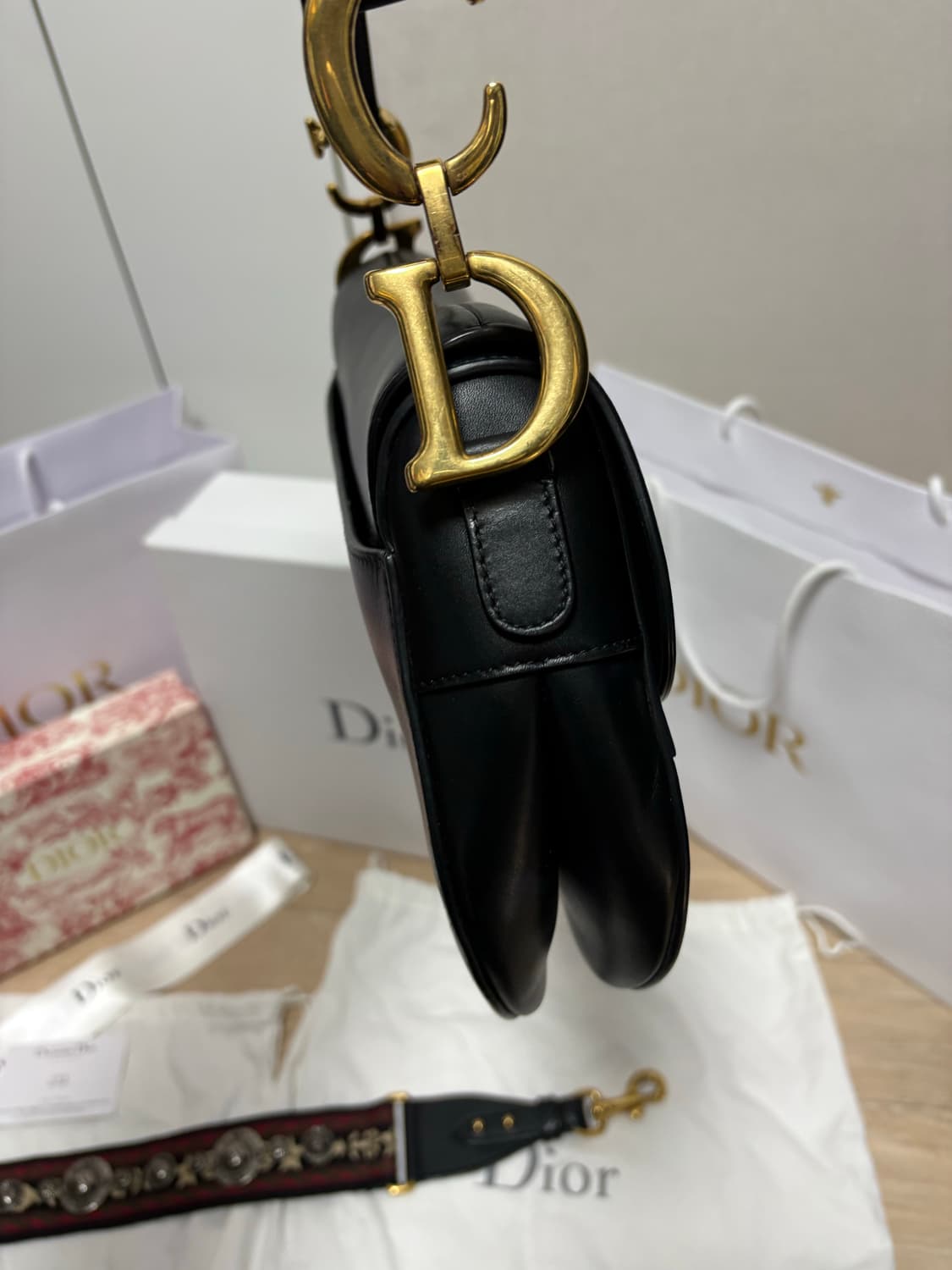 (새상품급, 스트랩포함) 디올 새둘백 미디움, 스트랩 상품이미지4