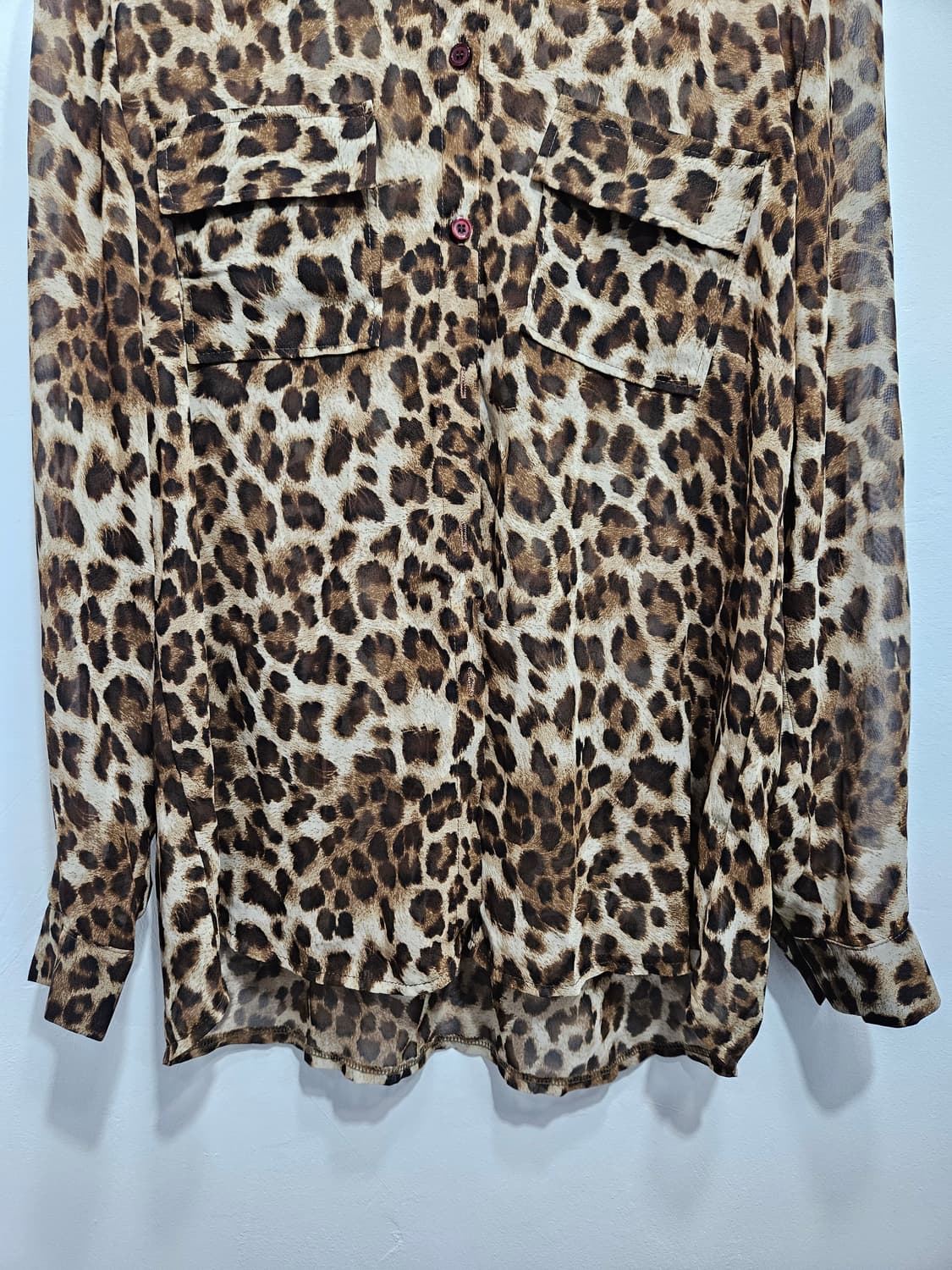 레오파드 시스루 셔츠 블라우스  상품이미지3