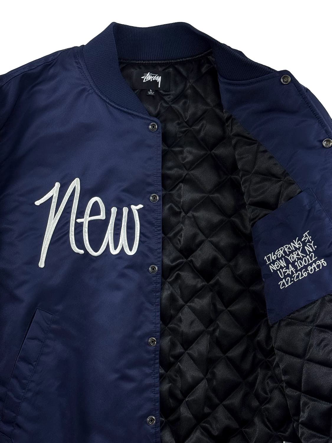 스투시 NY 챕터 사틴 바시티 자켓 네이비 상품이미지3