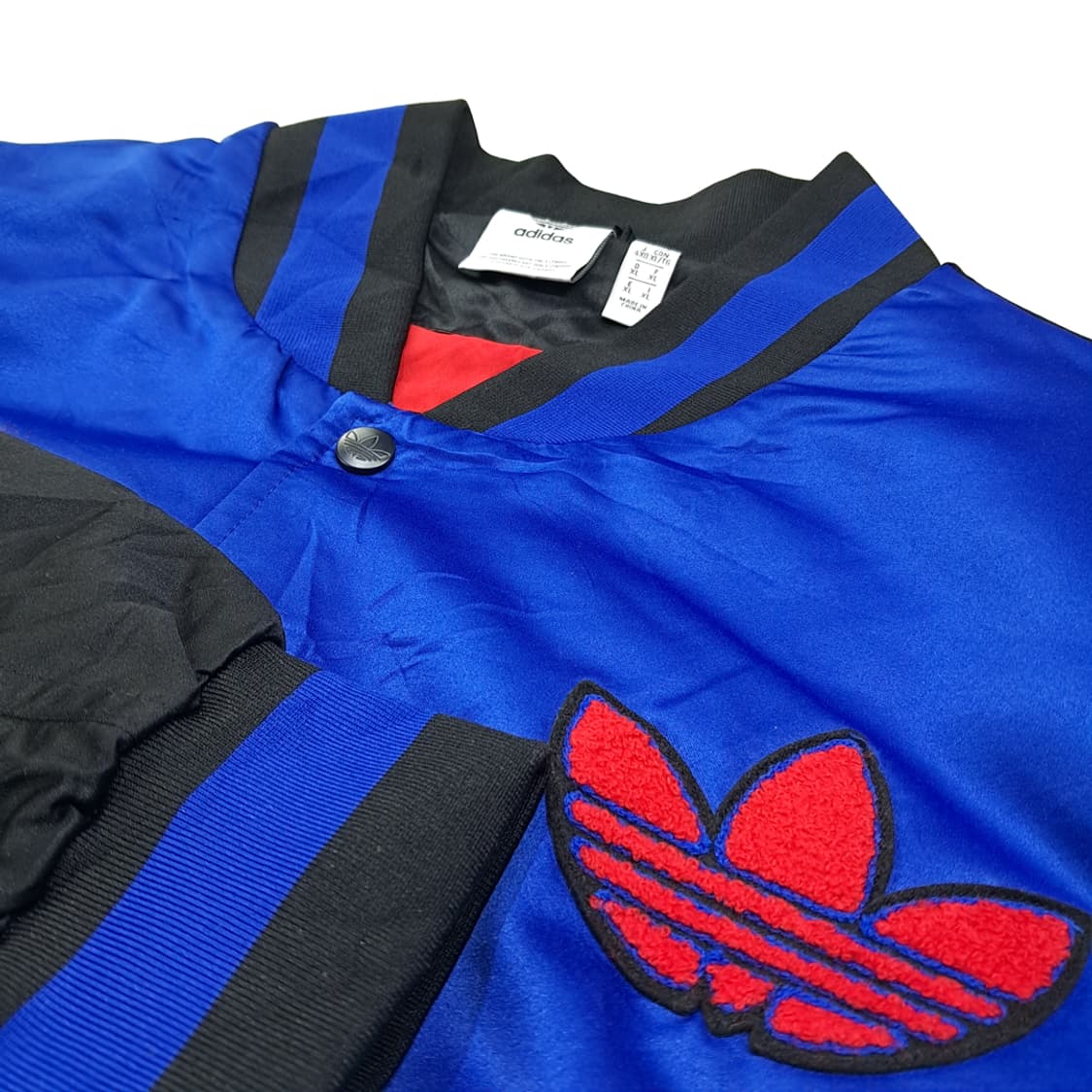 CL301 XL 아디다스 새틴 런디엠씨 패치 블루블랙 자켓 상품이미지4