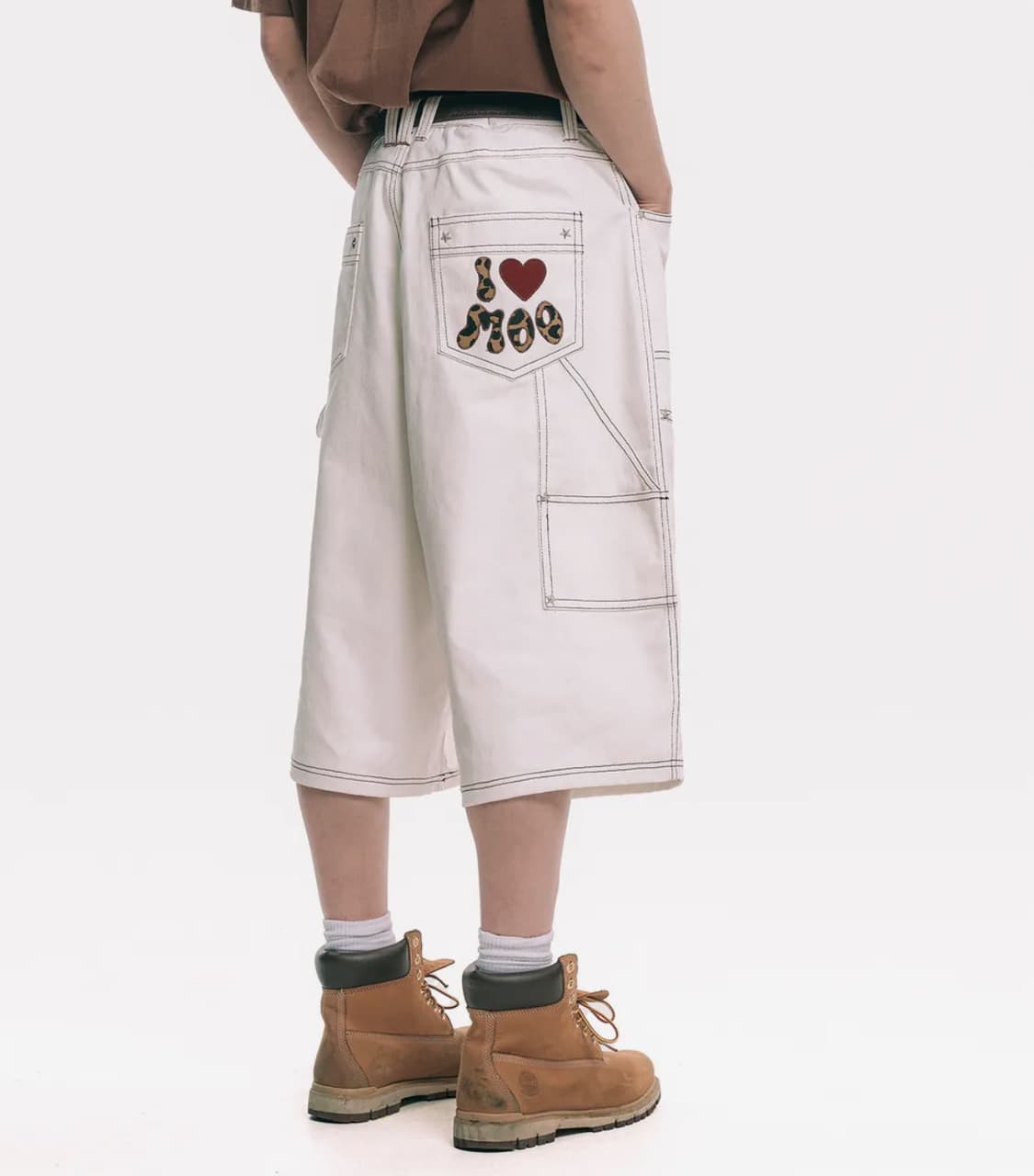 엠오오 백로고 카펜터 인디고 데님 버뮤다 크림 상품이미지7