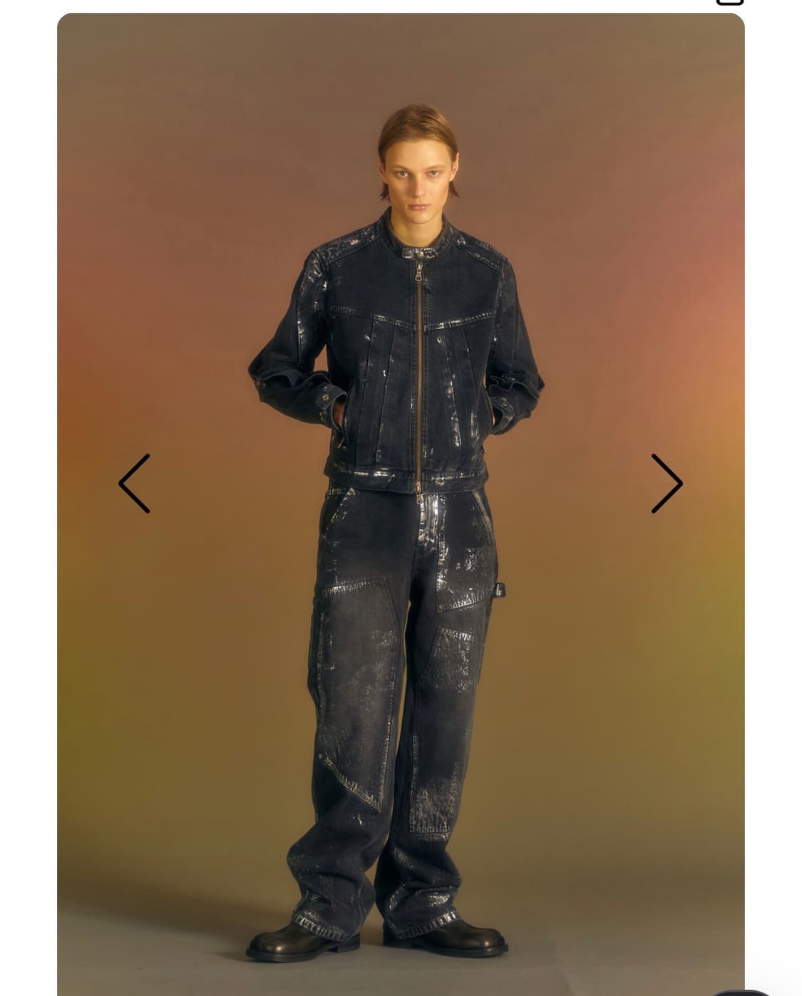 앤더슨벨 왁스 코티드 카펜더 와이드 레그 진 상품이미지3