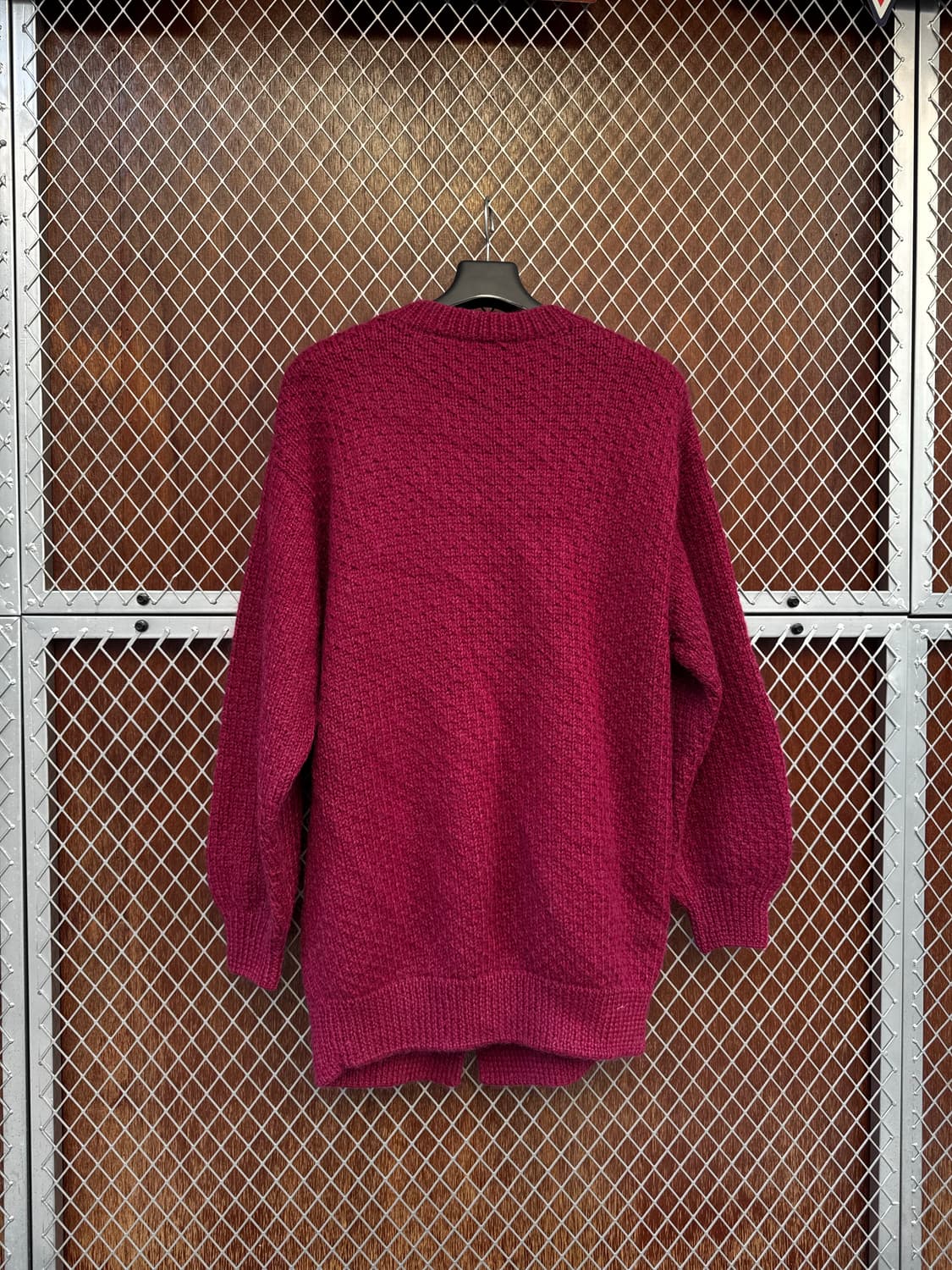 빈티지 버건디 케이블 꽈배기 울 니트 롱 가디건 상품이미지4