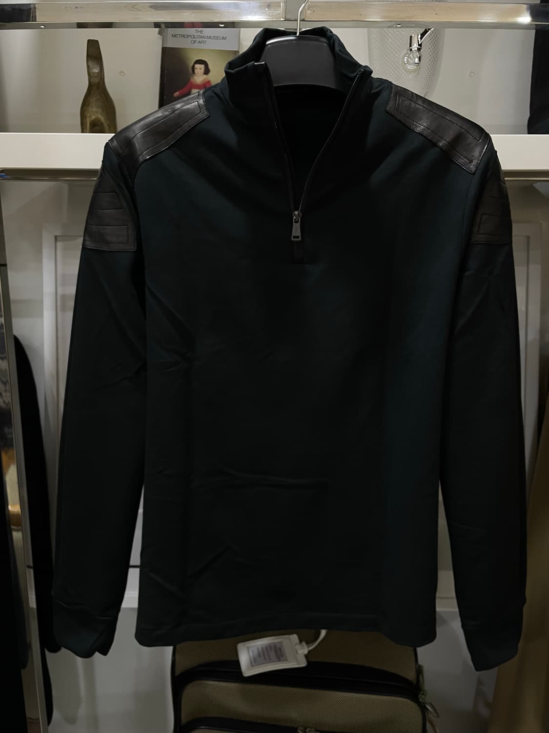 폴로랄프로렌(블랙라벨)/블랙 양가죽매치 하프집업(M) 상품이미지1