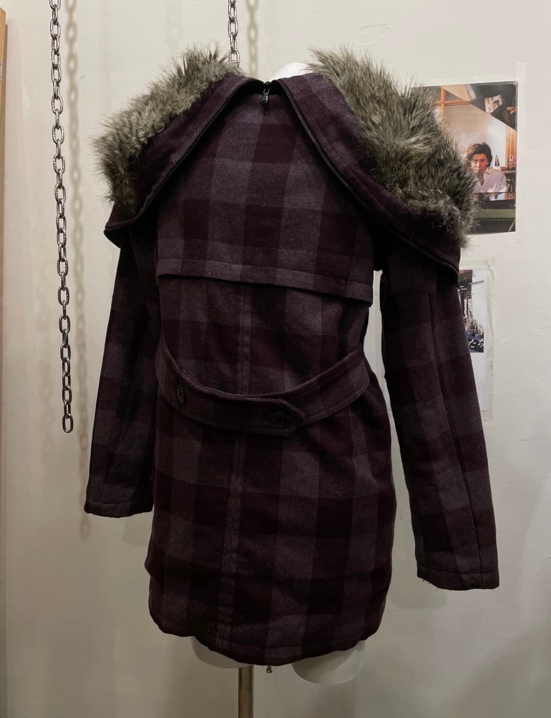 디젤 지퍼 후드 체크패턴 딥 퍼플 코트 상품이미지2