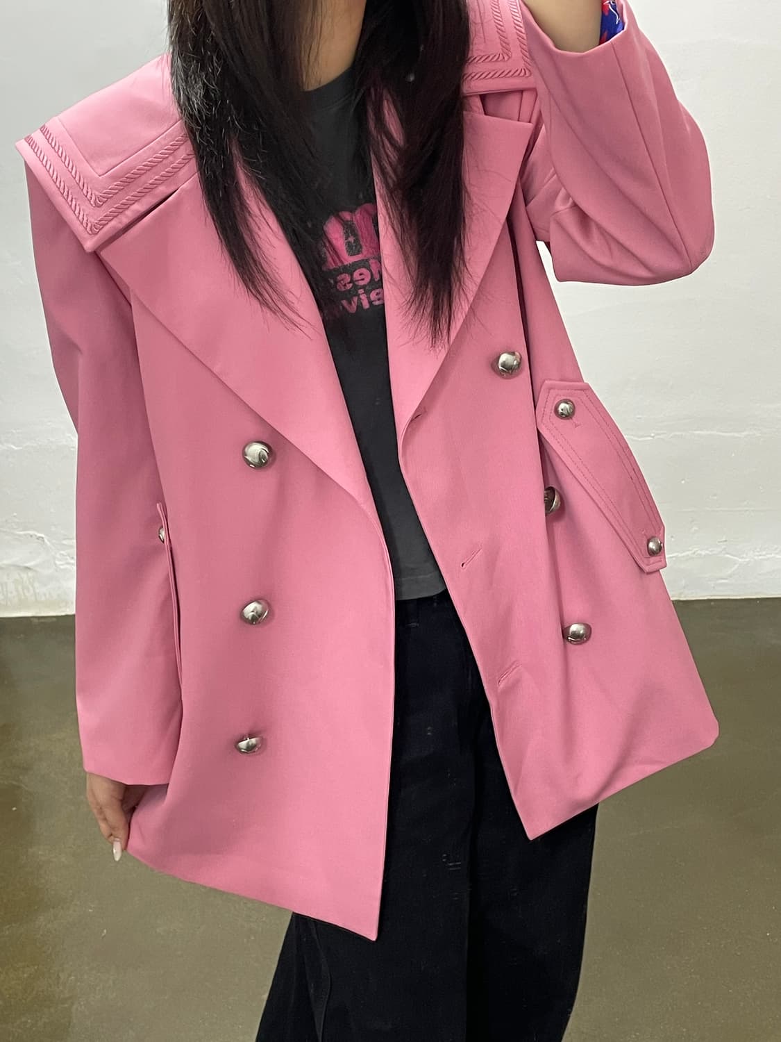 럭키슈에뜨 핑크 더블 버튼 자켓 34 상품이미지1