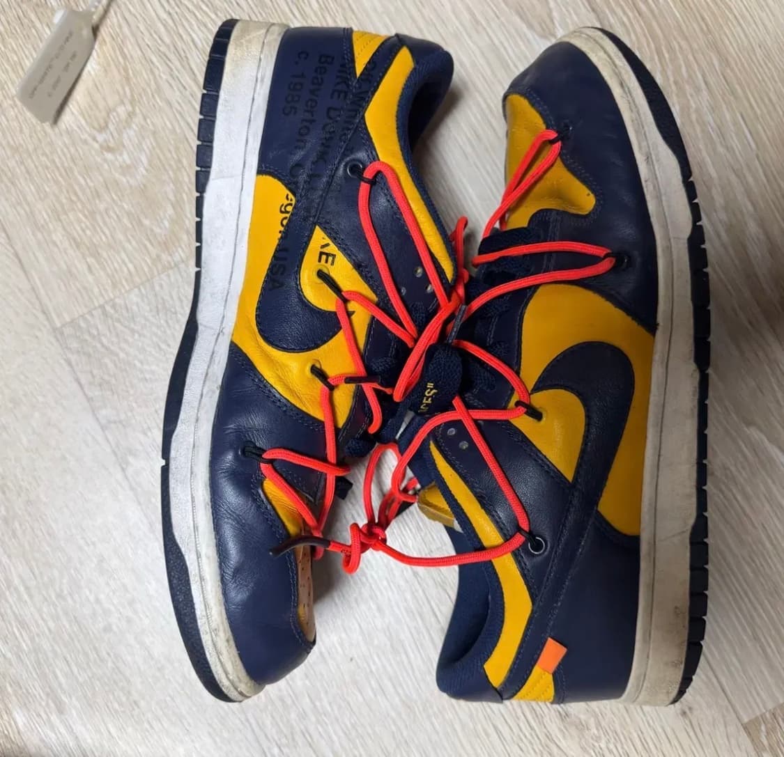 295) 나이키 x 오프화이트 덩크 로우 유니버시티 골드 미드나잇 네이비 상품이미지6