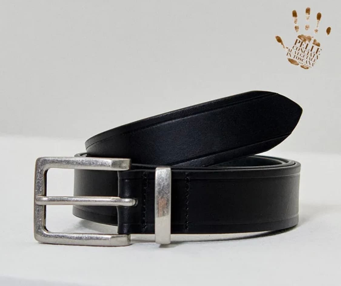 도프제이슨 심플 스퀘어 하드레더 벨트 블랙 상품이미지1