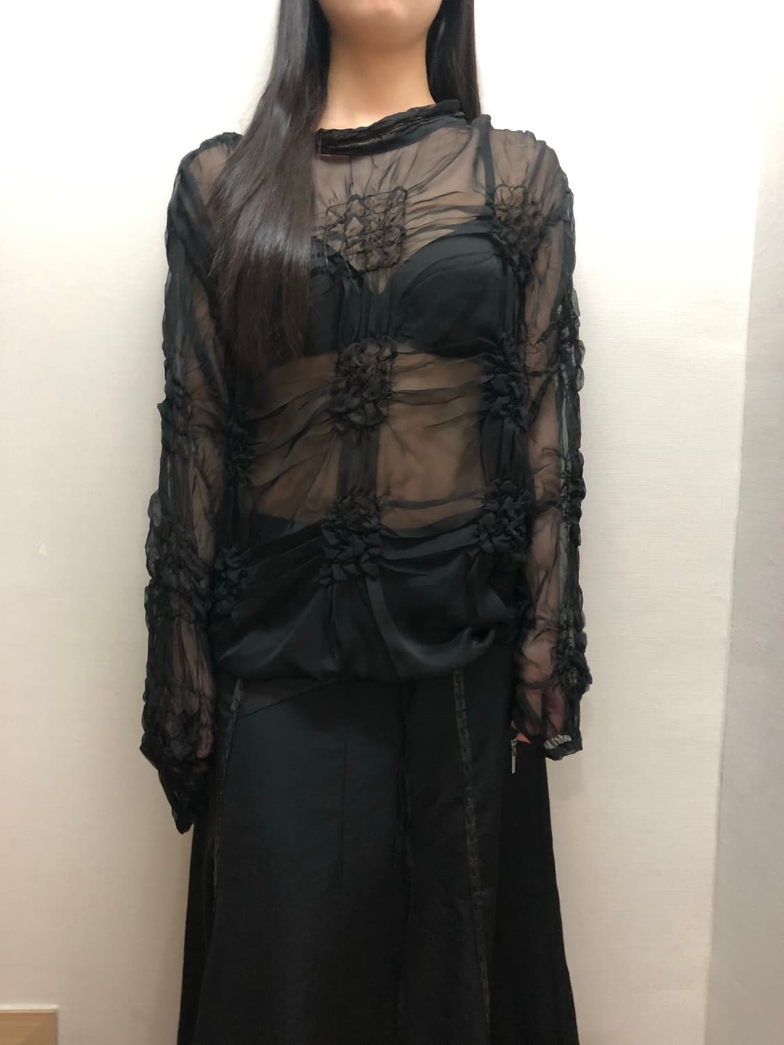 빈티지 블랙 셔링 탑 상품이미지8