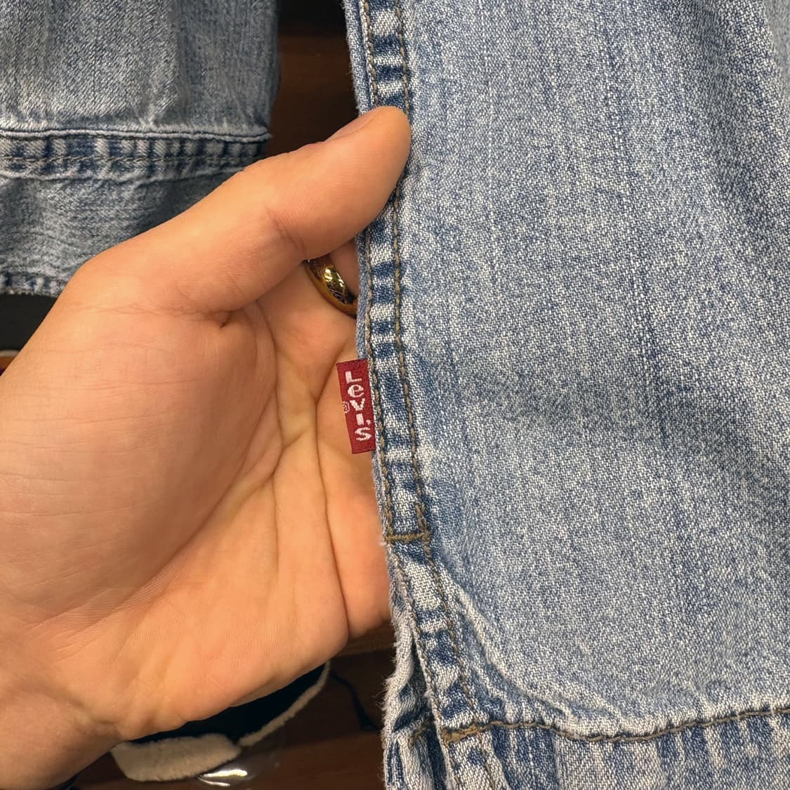 90s 리바이스 드라이굿즈 리벳버튼 워크 데님셔츠 빈티지워싱 N717 상품이미지5