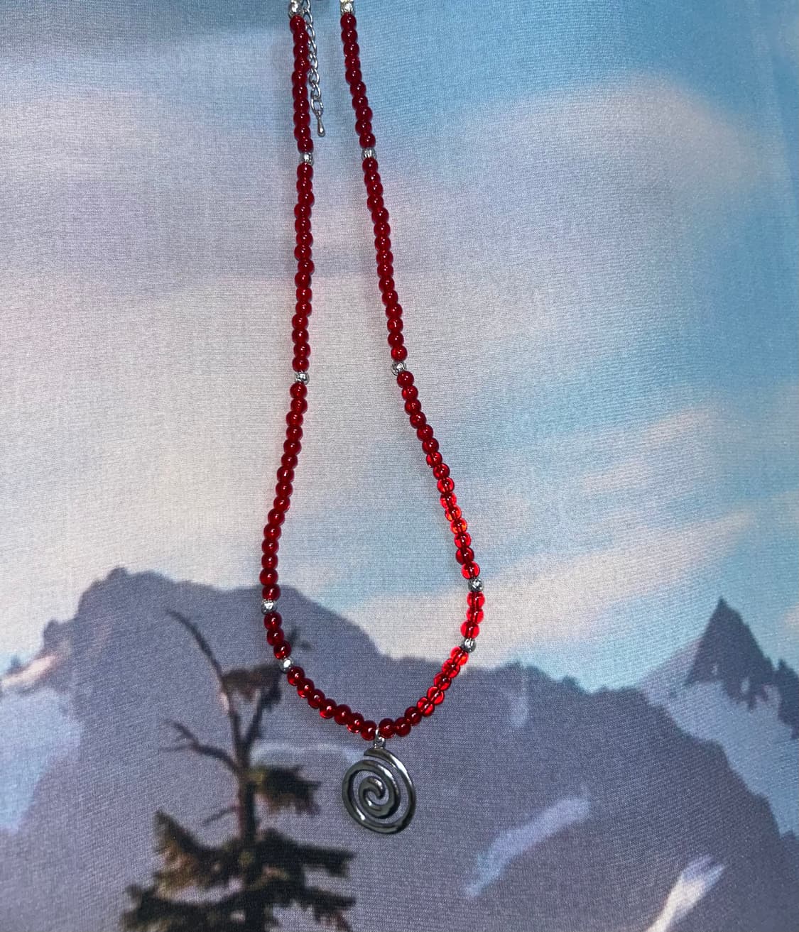 빈티지 비즈 레드 소용돌이 목걸이 / red spiral necklace 상품이미지1