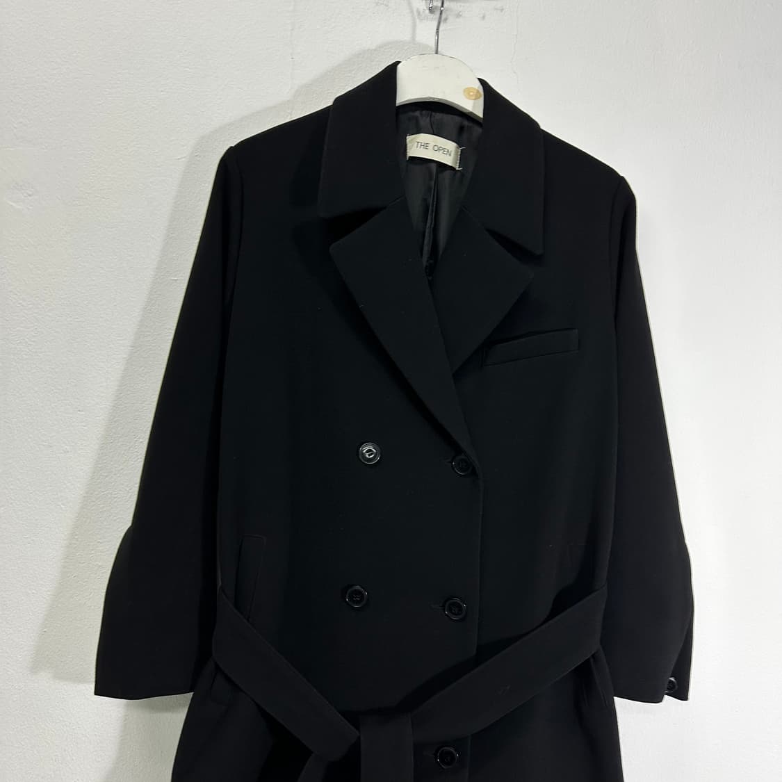 우먼FREE 더오픈프로덕트 블랙 롱 더블코트 상품이미지2