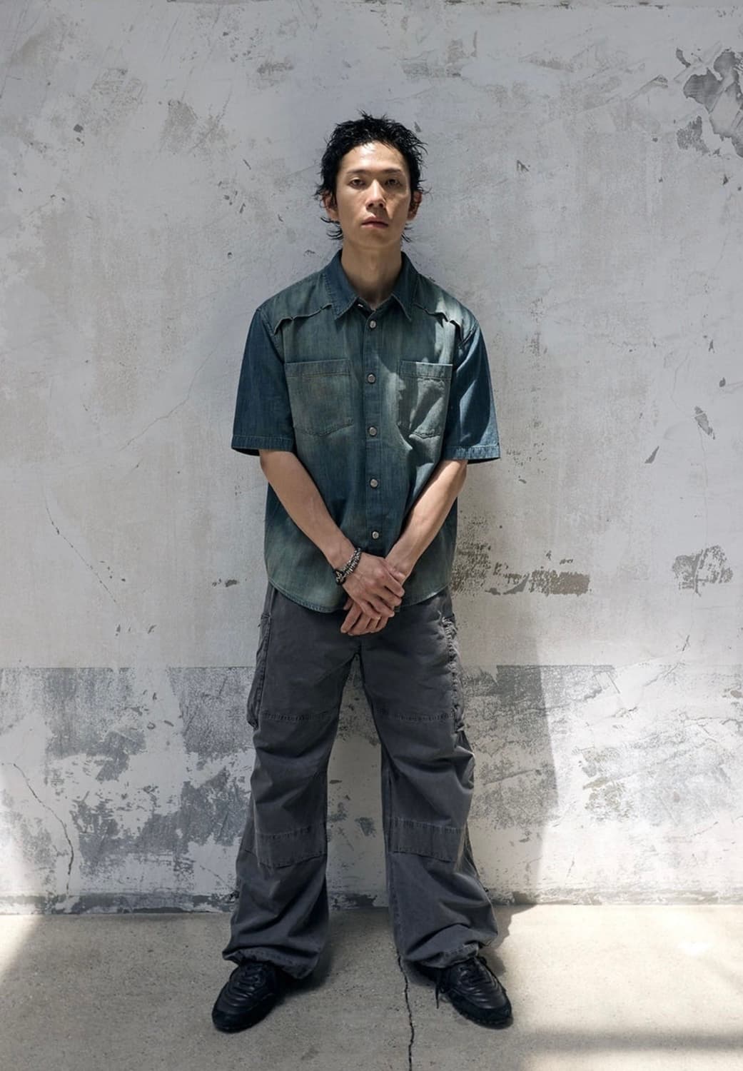 해칭룸 Vented Shirt Denim Washed Dark Blue 상품이미지3