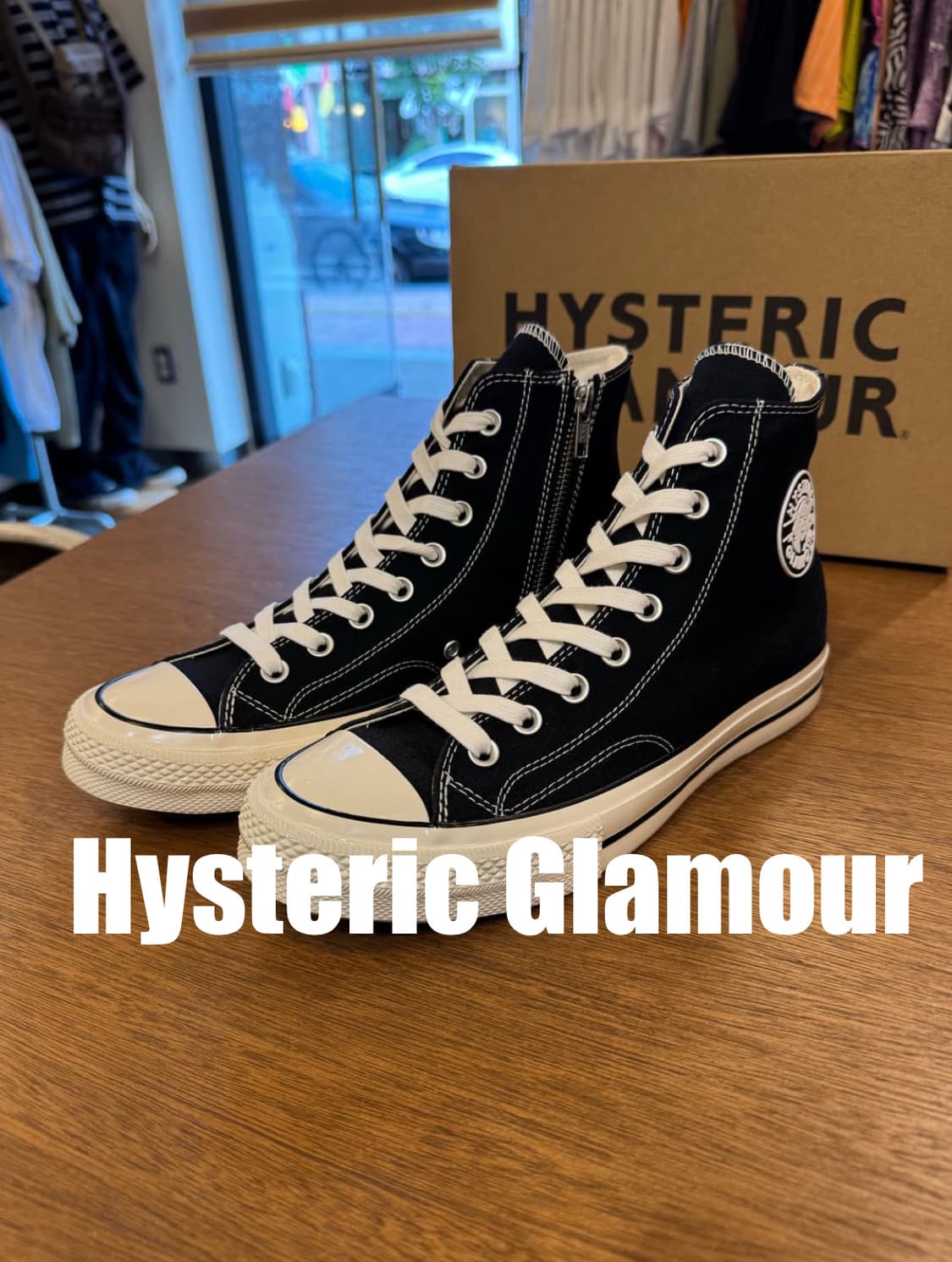 [270mm] 히스테릭글래머 사이드 집 하이탑 스니커즈 블랙 상품이미지1